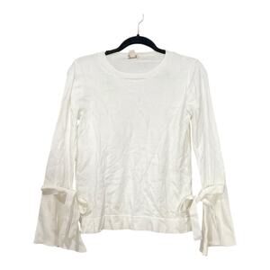 J. Crew Sweater Women Small White Bow 100% Cotton